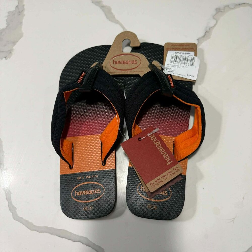 Havaianas Unisex Urban Print Flip Flop Sandals Black US 10